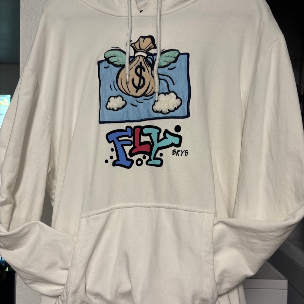 Fly Graphic White Men Sweater